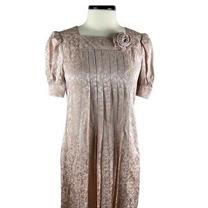 Vintage 1970s Albert Nipon Pink Jacquard Dress - S
